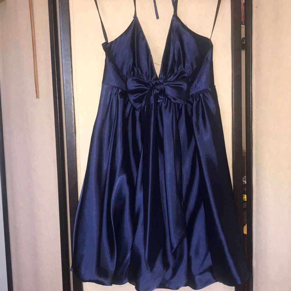 Jessica McClintock Blue Satin Cocktail Dress